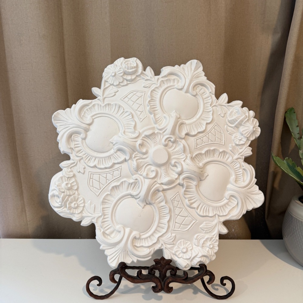 PU Moulding Inc M-7175 Vintage White Ornate Floral Ceiling Medallion Wall Plaque